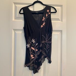 Karen Kane sleeveless beaded black top